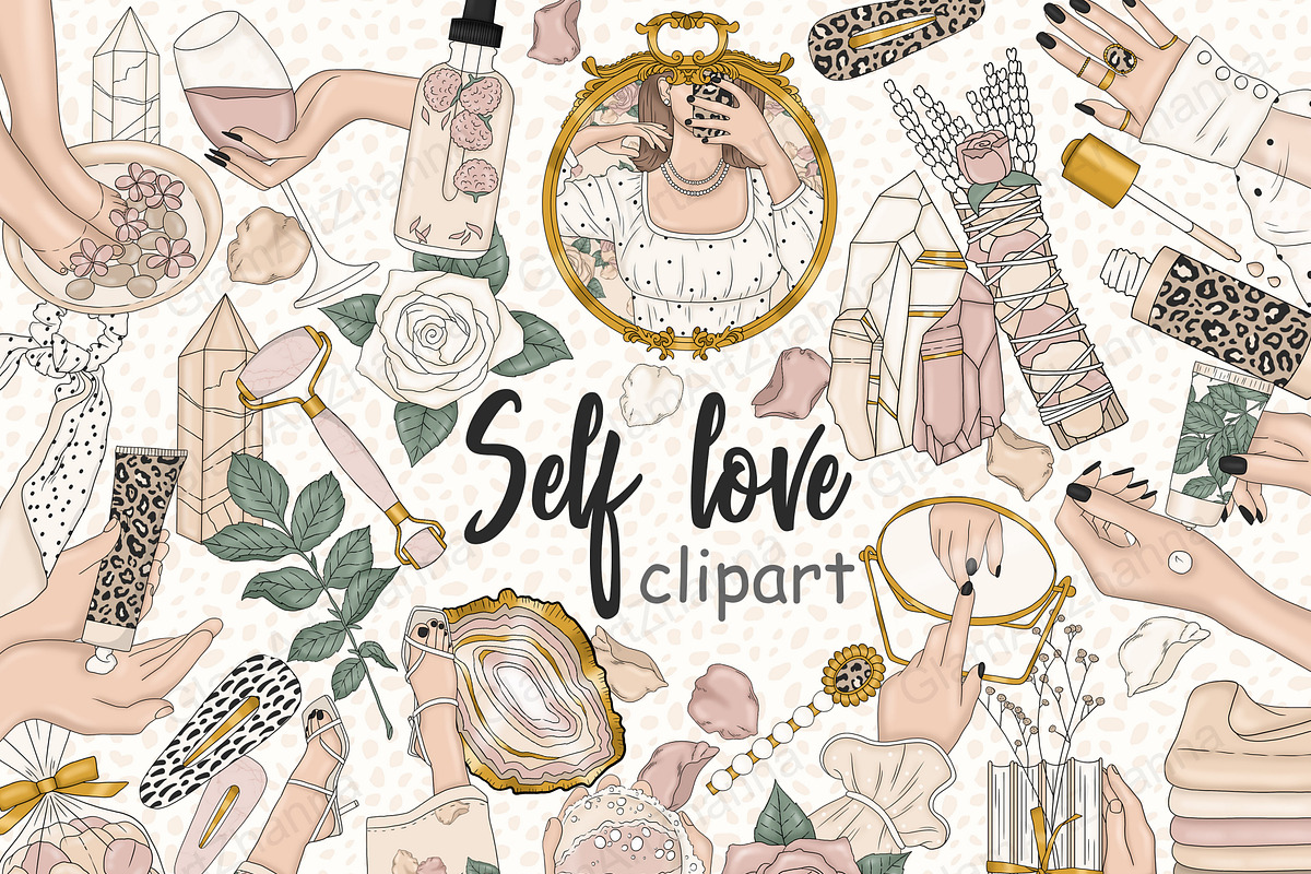 Self Love Clipart, a Healthcare Illustration by GlamArtZhanna (Photo 1 of 5)