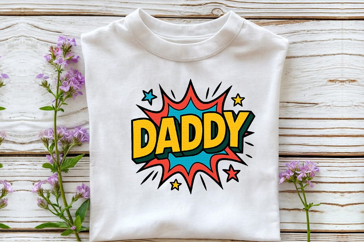DADDY Comic Style Sublimation PNG, an Illustration by DreamCafeArt (Photo 3 of 7)