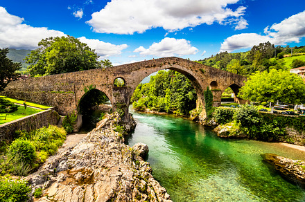 Roman bridge in cangas de onis stock photo containing cangas and europa