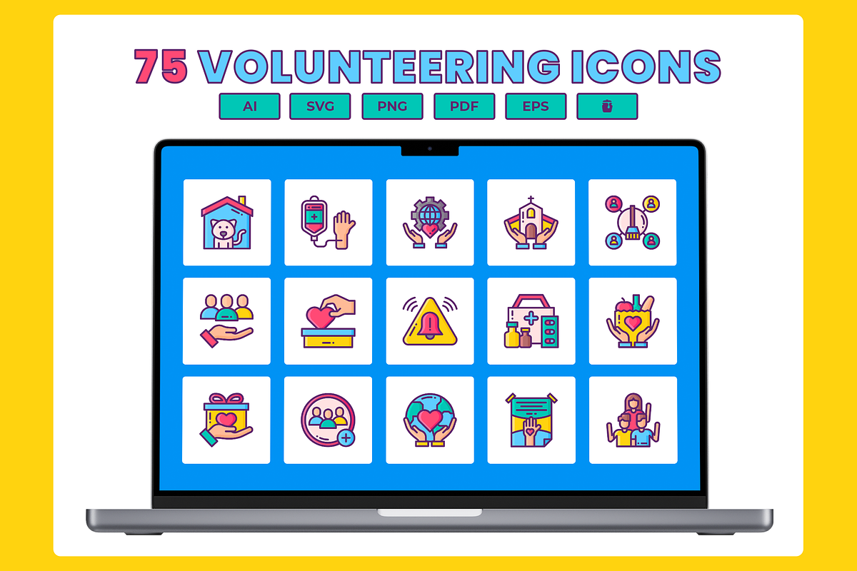 75 Volunteering Icons, a Solid Icon by Flat Icons (Photo 1 of 7)