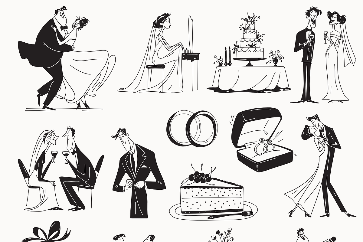 Wedding Collection: 66 Line Art Pack, a Person Illustration by Veyla (Photo 5 of 16)
