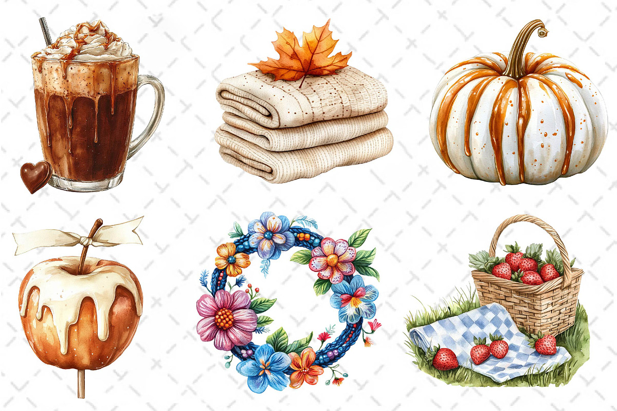 Cozy Caramel & White Fall Clipart, an Illustration by Dream Creation (Photo 3 of 6)