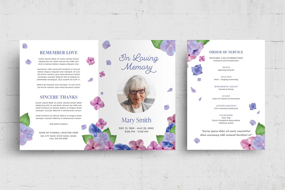 Purple Floral Funeral Program Flyer, a Flyer Template by BrandPacks (Photo 7 of 8)