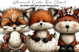Whimsical Easter Fox Clipart, an Illustration by Black Bird Studio