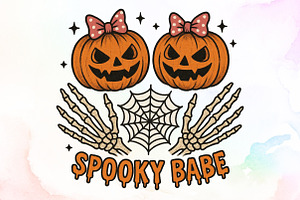 Spooky Babe Png, Skeleton Halloween, an Illustration by Sublimation Artist