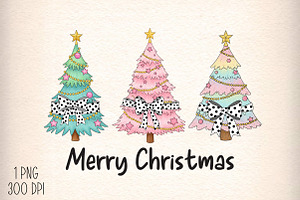 Watercolor Merry Christmas Tree PNG, an Illustration by Daily.Designs