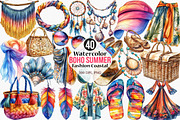 Boho Summer Fashion Coastal Clipart, an Illustration by Canvas Craft (Thumbnail 1 of 7)