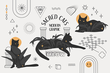 Sacred Cats Modern Graphic