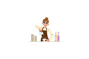 Barista pouring coffee into cup at, a Food Illustration by pikepicture