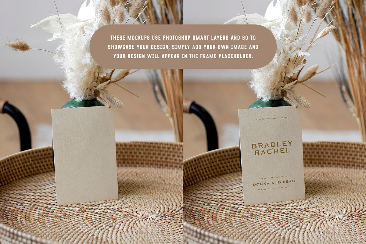 43 Boho Wedding Card Mockups, a Presentation Template by Artcoast Std. (Photo 3 of 11)