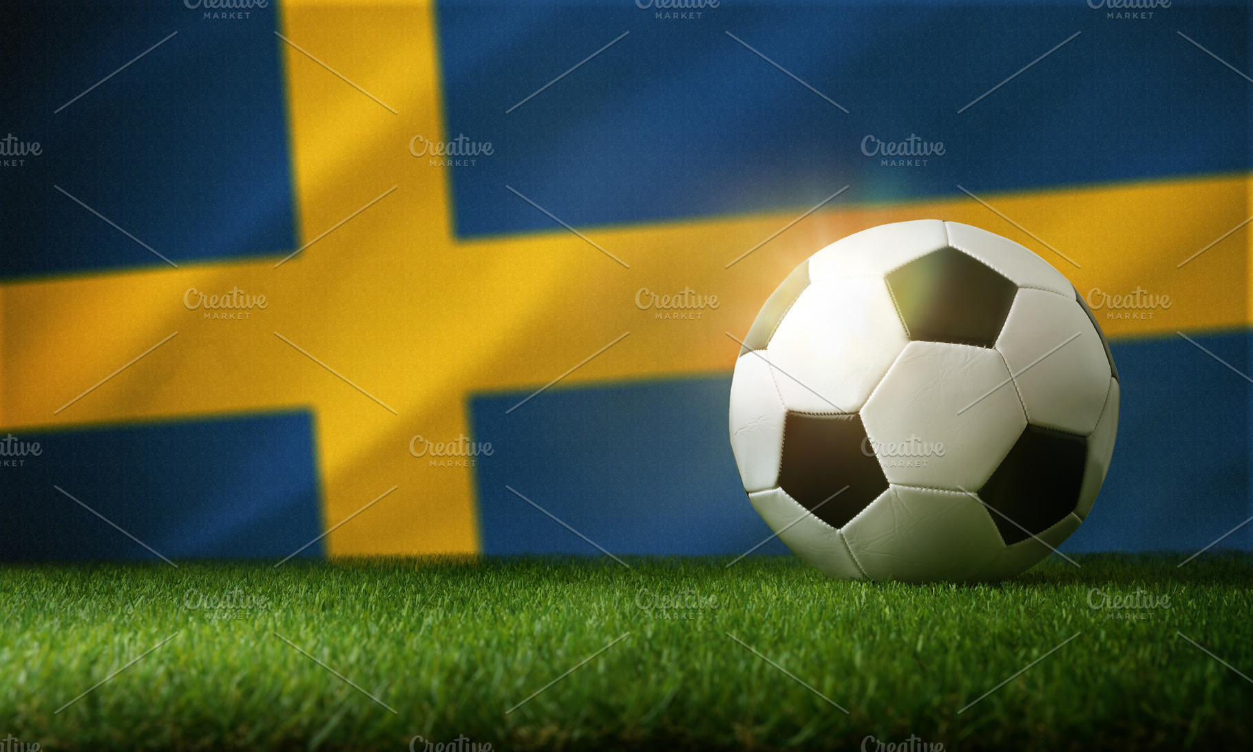 Soccer Ball on Sweden Flag Grass Scene, a Sports & Recreation Photo by Davizro's Market