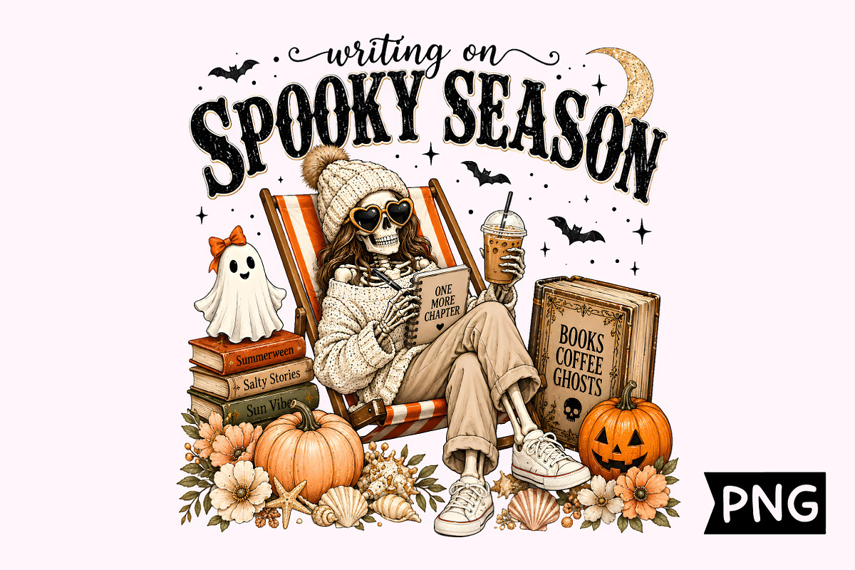 Skeleton Writer During Spooky Season, a Seasonal Illustration by Creative Art (Photo 1 of 3)