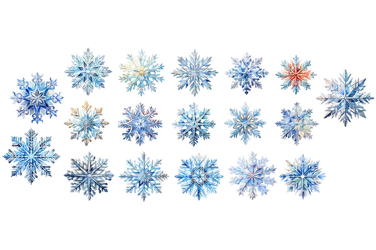 Watercolor Snowflake Clipart, a Decorative Illustration by stickermadness (Photo 2 of 3)