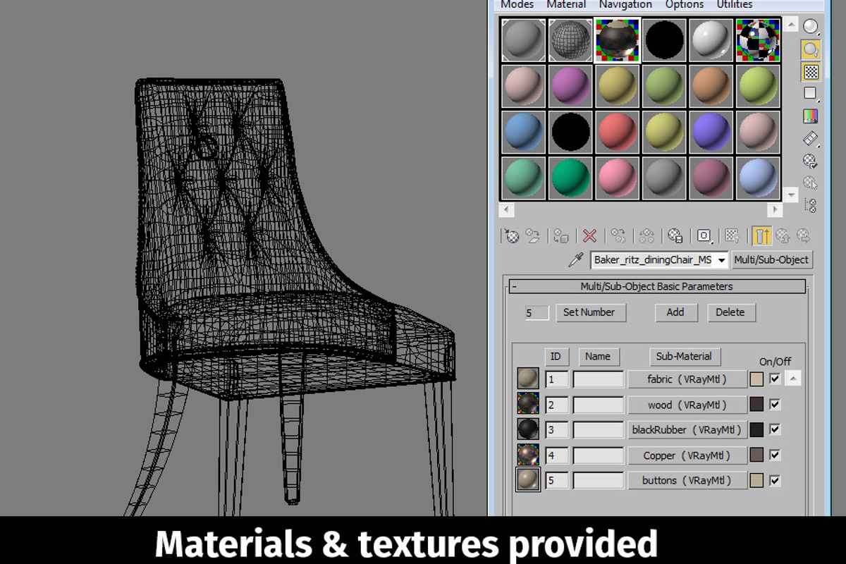 Baker Ritz Dining Chair, a Furniture 3D Model by WidhiMuttaqien (Photo 6 of 9)