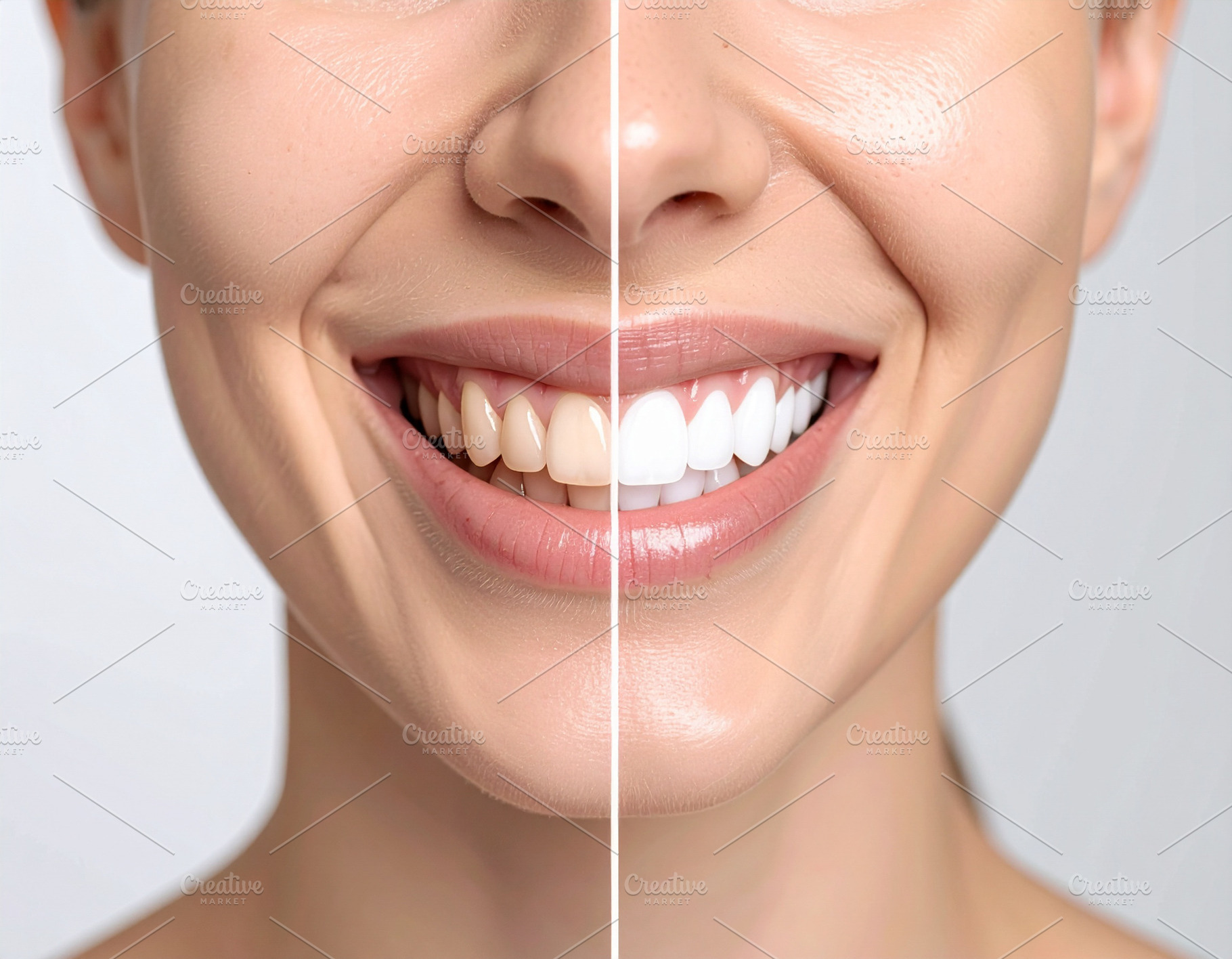 Before-and-after photo composition of a dental whitening treatme, a Health & Medical Photo by DanFLCreativo