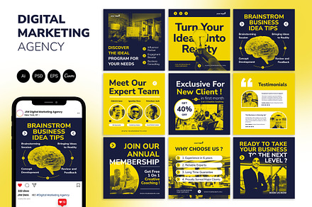 Digital Marketing - Ai,Eps,Psd,Canva, a Social Media Template by jiwstudio