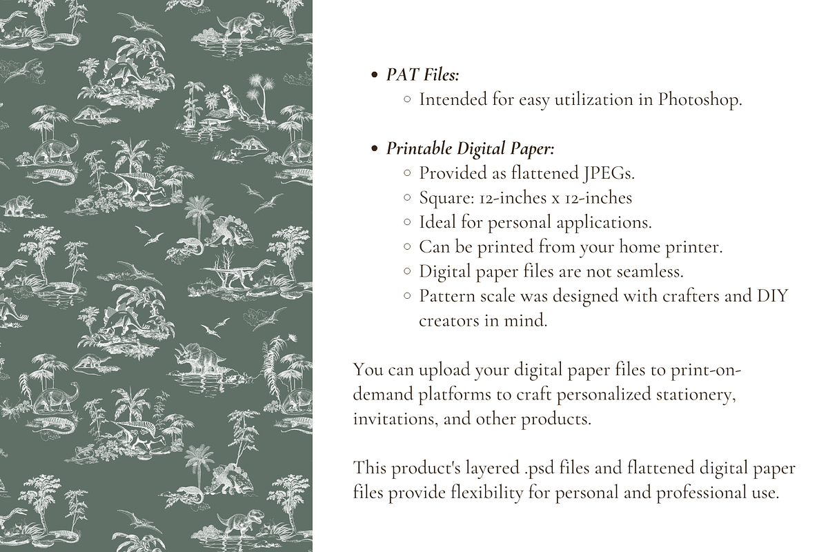 Dinosaur Toile de Jouy Pattern Set, a Background Graphic by Hughes Studio (Photo 6 of 6)