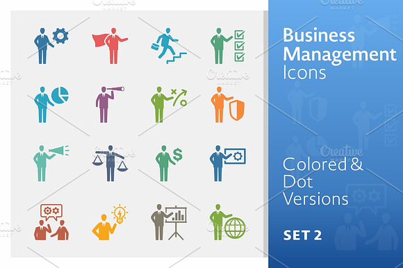 Colored Business Management Icons 2