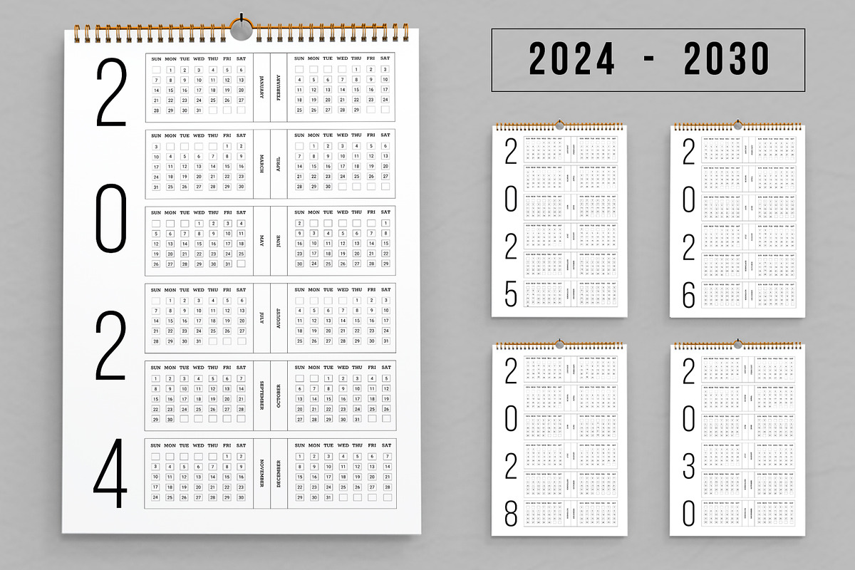 Wall Calendar Set 2024 To 2030, a Stationery Template by ContestDesign (Photo 1 of 4)