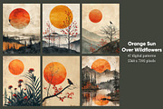 Orange Sun Over Wildflowers, a Decorative Illustration by Housui Patterns (Thumbnail 2 of 8)