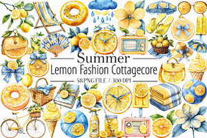Lemon Clipart Summer Fashion Cottage, an Illustration by Libby Wishes