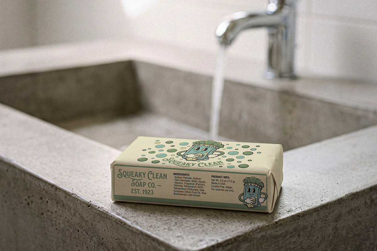 Paper Wrapped Soap Bar Mockup, a Packaging Mockup by Designer Dude (Photo 1 of 2)