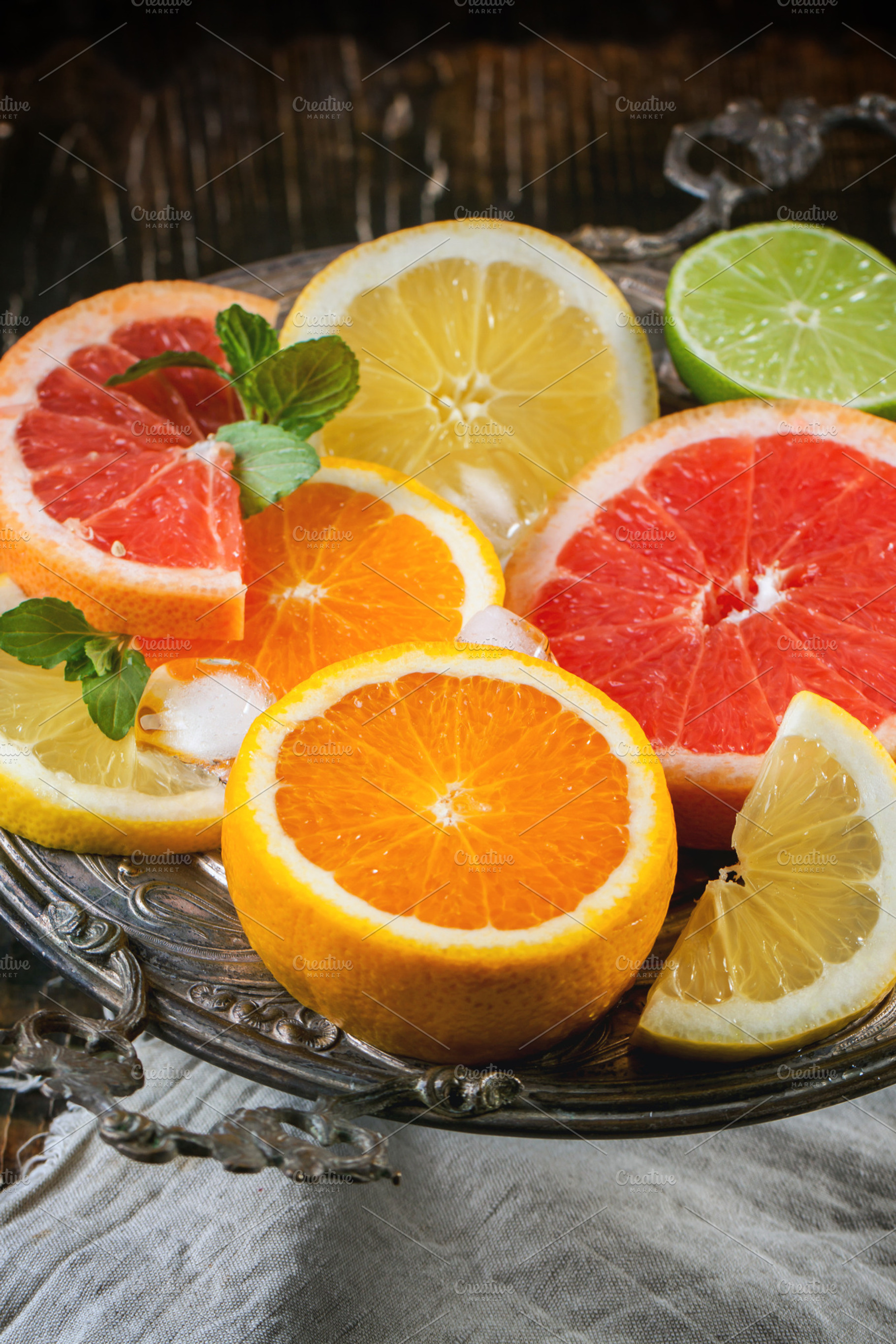 Set Of Sliced Citrus Fruits Containing Citrus Fruit And Grapefruit