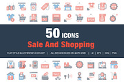 Sale And Shopping Flat Style Icon, an Outline Icon by sripfoto (Thumbnail 1 of 2)