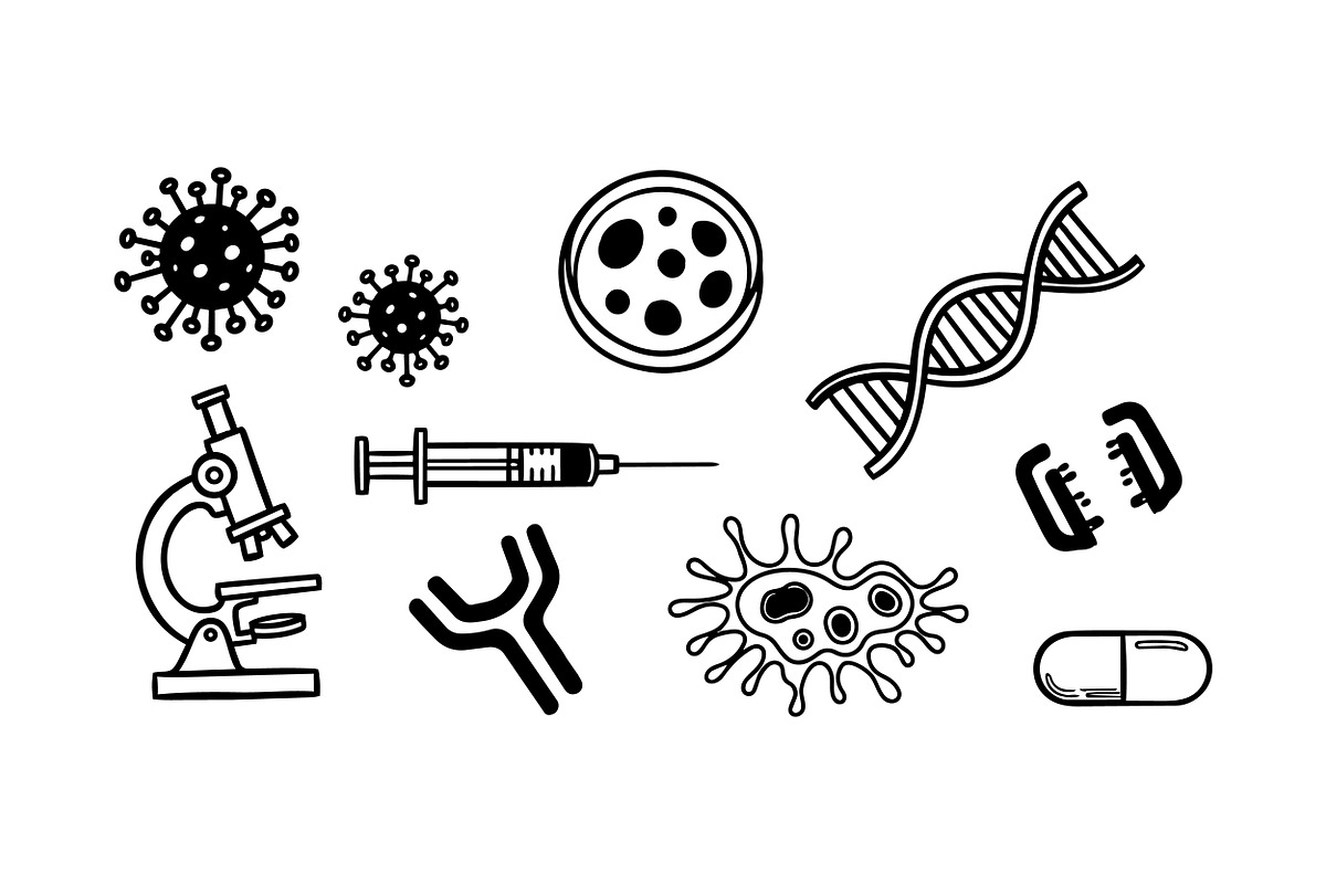 Microbiology Science Icon Set, an Illustration by designvectx (Photo 2 of 3)