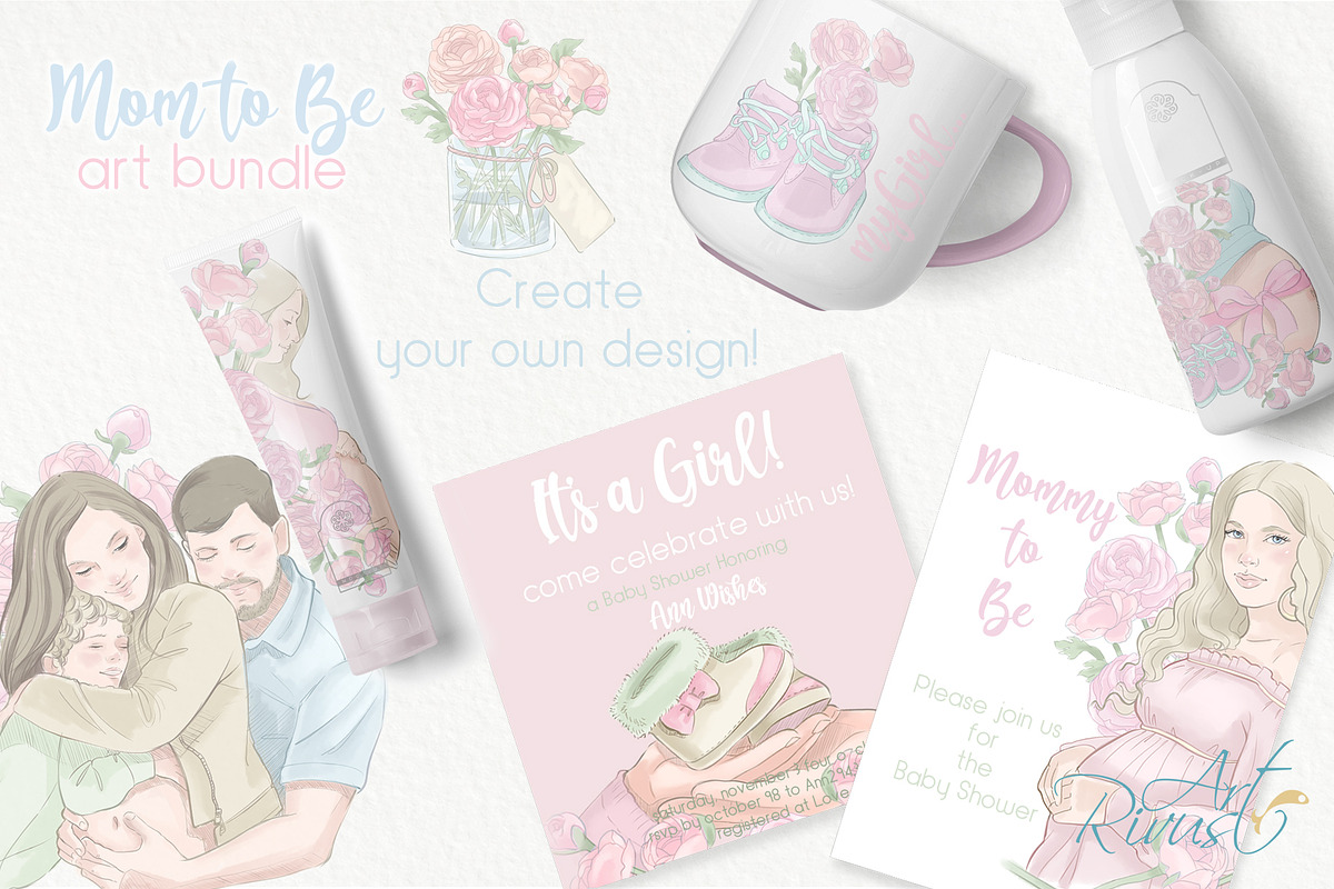 Mother to be PNG Clip Art. Pregnancy, a Decorative Illustration by RivusArt (Photo 2 of 9)