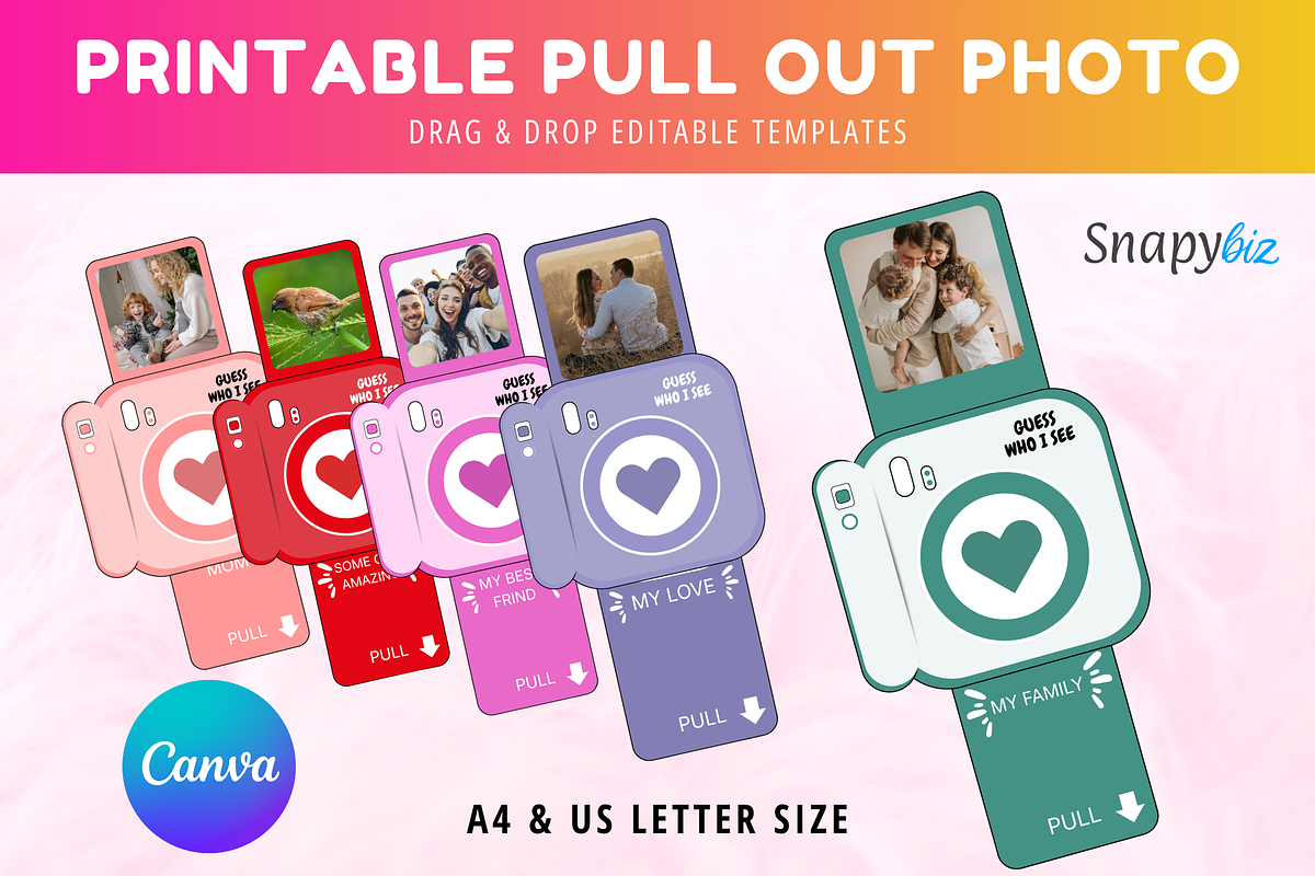 Printable Pull Out Photo Card Canva, a Card Template by Snapybiz (Photo 2 of 11)