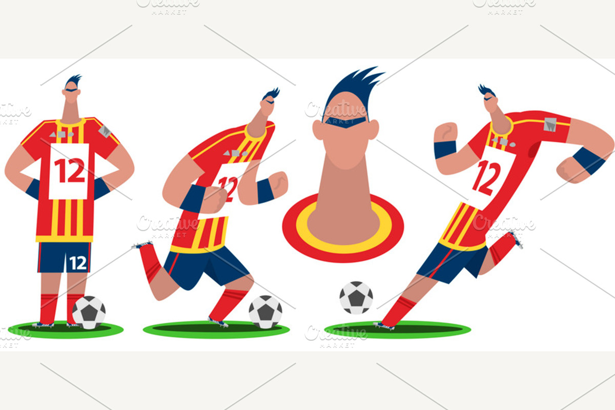 Set of funny cartoon soccer player, an Object Graphic by Alex and Aris