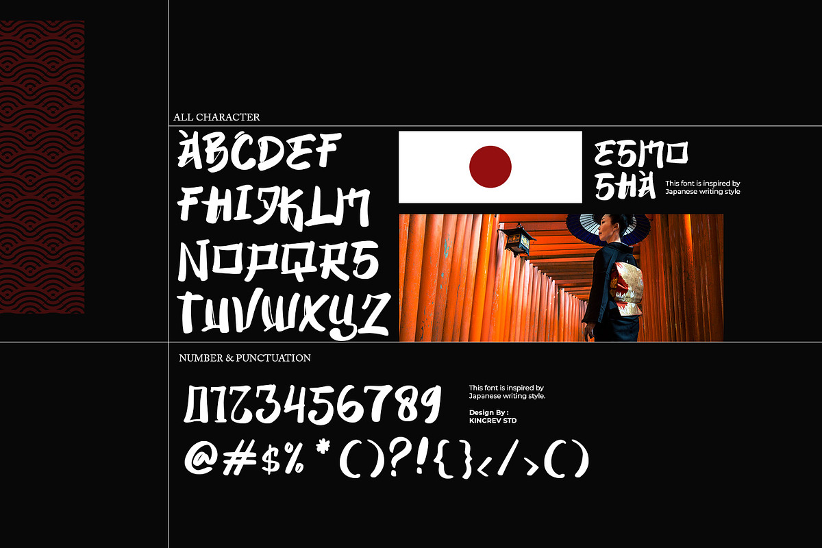 ESMOSHA - Japanese Style Font, a Handwritten Font by Kincrev Studio (Photo 4 of 7)