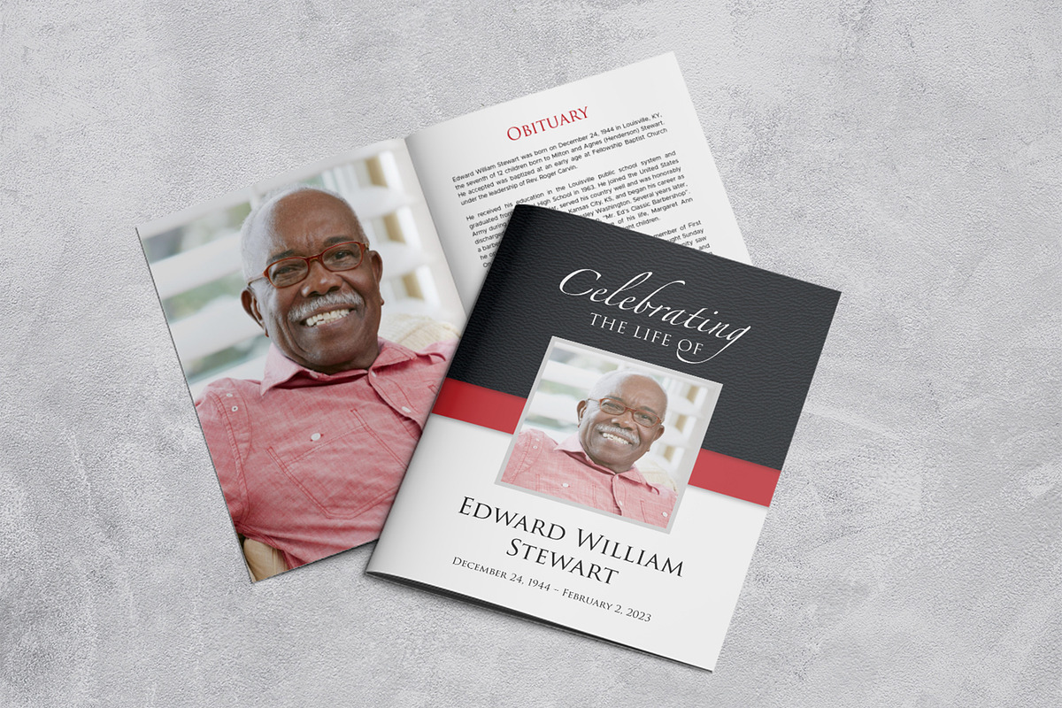 Red & Black Funeral Program Template, a Templates & Theme by Studio Reena (Photo 1 of 7)