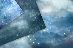 Cloudy Night Watercolor Sky Textures