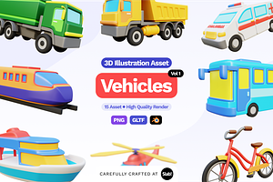 3D Vehicles Illustration Vol 1