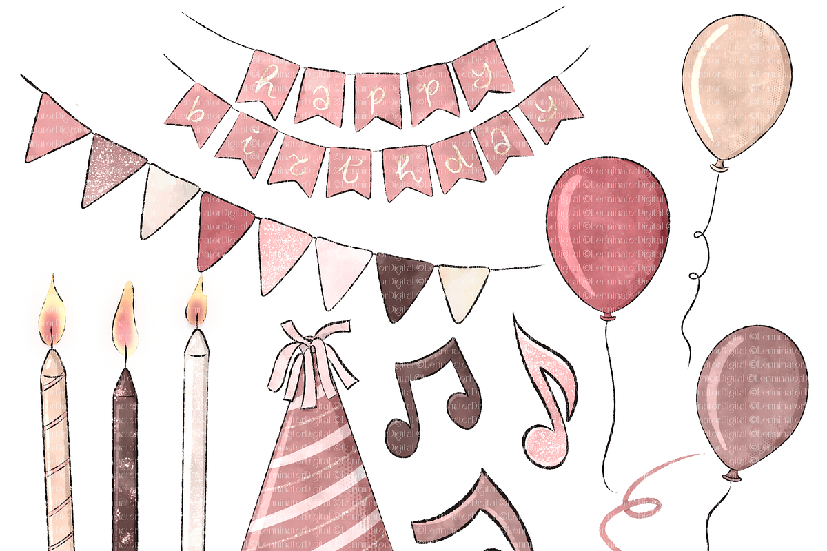 Happy Birthday Party Clipart PNG, a Decorative Illustration by Lenninator Digital (Photo 3 of 9)