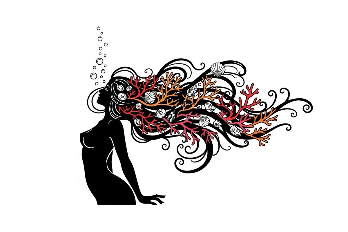 Fantasy Flowing Hair Mermaid Bundle, an Illustration by jahid234 (Photo 13 of 31)