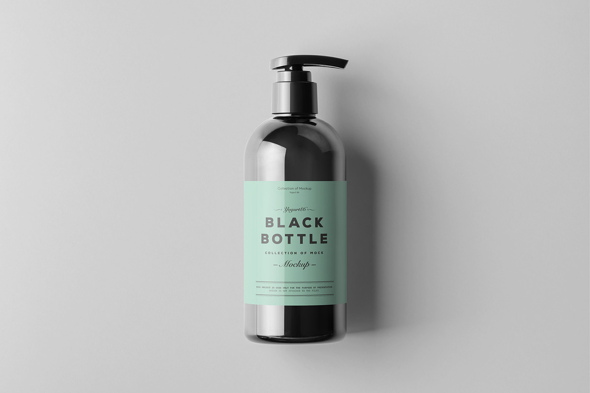 Black Bottles Cosmetic Mockup, a Cups & Container Mockup by Yogurt86 (Photo 9 of 10)
