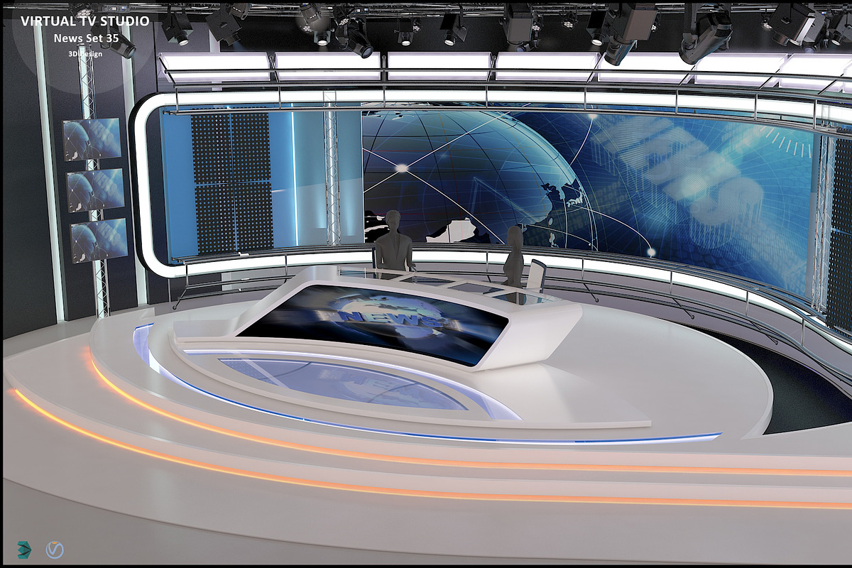 Virtual TV Studio News Set 35, an Architecture 3D Model by akerStudio (Photo 12 of 39)