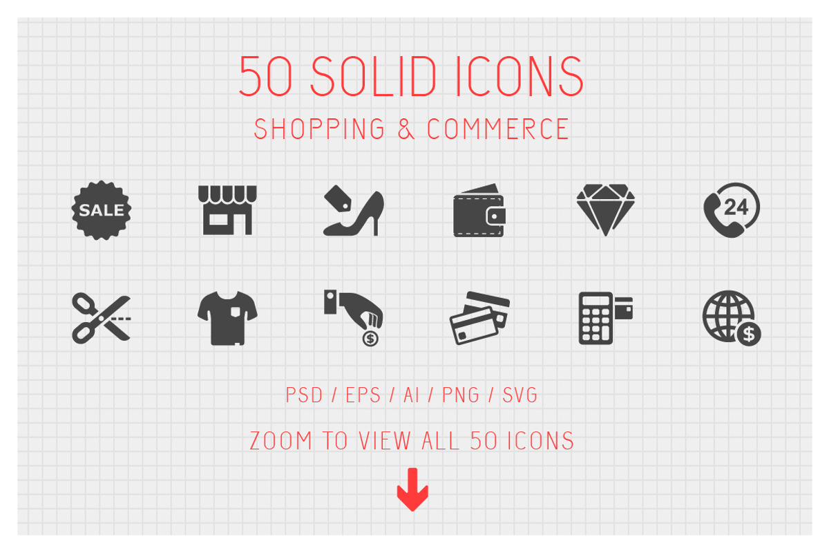 50 Shopping Solid Icons