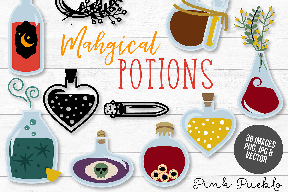 Magic Potion Clipart & Vectors, an Illustration by PinkPueblo (Photo 1 of 3)