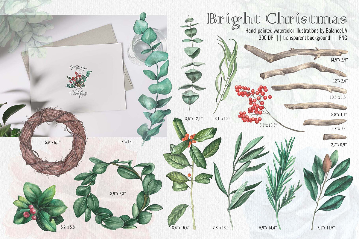 Christmas Watercolor Illustrations, a Decorative Illustration by BalanceUA (Photo 8 of 18)