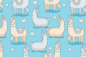 Llama, vector seamless pattern
