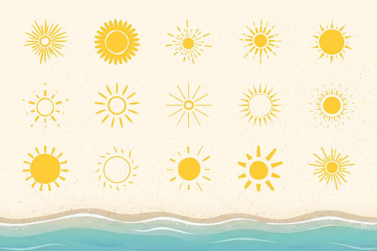 60 Hand Drawn Sun Illustrations, a Seasonal Illustration by PixMarket (Photo 7 of 10)