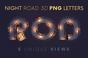 Night Road - 3D Lettering, a Graphic by MIIM (Thumbnail 1 of 8)