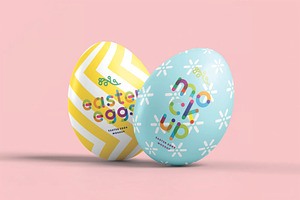 Two Easter Eggs Standing Mockup, an Advertising Mockup by DesignRushMarket