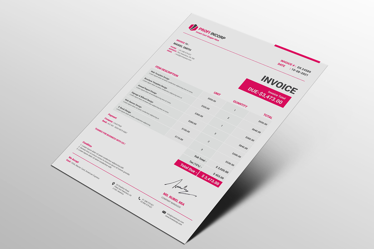 Pro Invoice Template, a Print Template by alimran24 (Photo 7 of 11)