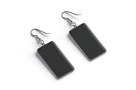 Black Rectangle Earrings 3D Model, an Object 3D Model by rebrandy