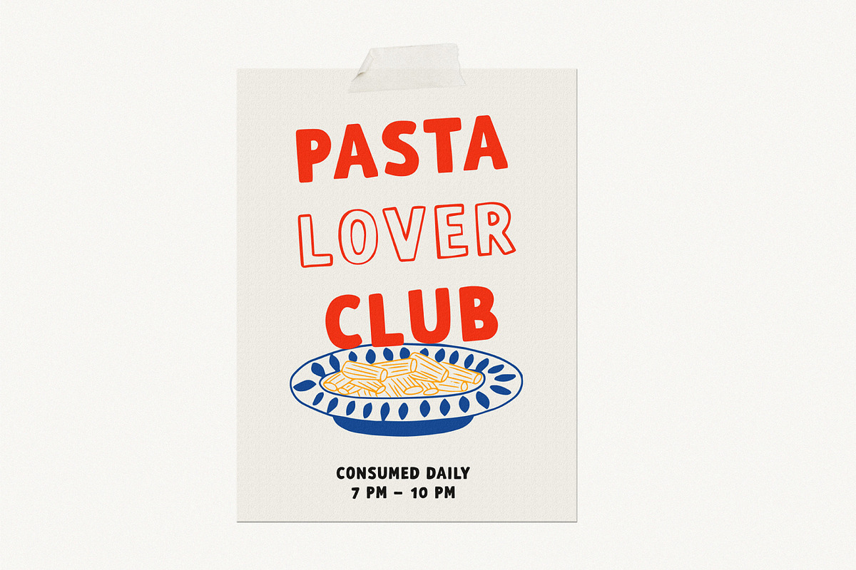 Pasta lover | Playful font, a Handwritten Font by JuliaVolkova (Photo 5 of 7)